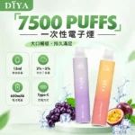 DIYA叮啞｜叮啞 DIYA 7500口一次性電子煙｜13ml大油倉 650mAh Type-C快充｜1.2Ω網狀芯 15種口味 台灣現貨